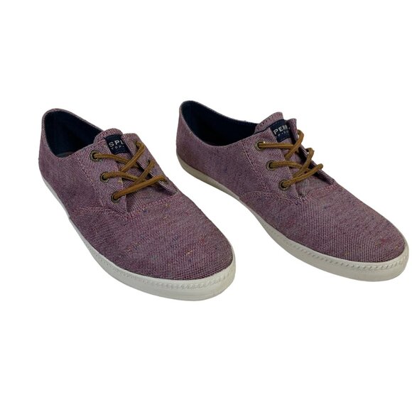 Sperry Top Sider Boat Shoe Sneaker Size 11 Purple Flecked Canvas Rawhide Lace Up - Picture 6 of 15
